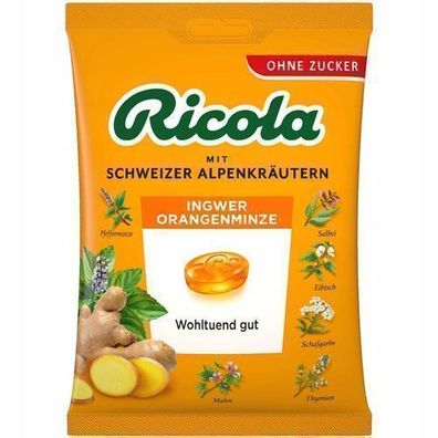 Ricola Ingwer & Orange Minze zuckerfreie Bonbons 75 g