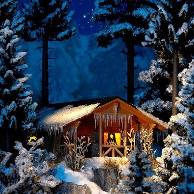 Busch 1085 Winterhütte mit Beleuchtung Spur H0