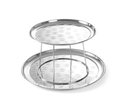 HENDI Meeresfrüchte-Präsenter – Edelstahl Buffetständer Ø 400 mm mit 2 Serviertabl