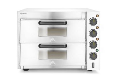 Hendi Pizzaofen mit Fenster Schamottstein bis 350C und 3000W aus Edelstahl