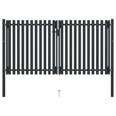 vidaXL Doppelflügel Zauntor Stahl 306x200 cm Anthrazit