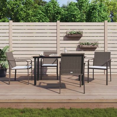 vidaXL 5-tlg. Garten-Essgruppe mit Kissen Poly Rattan und Stahl