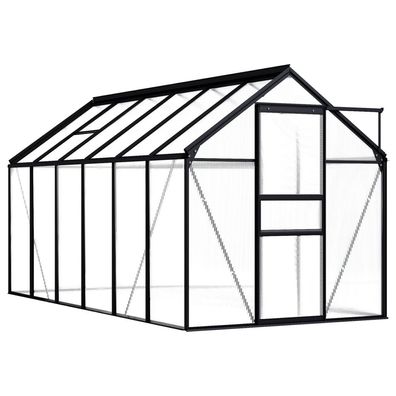 vidaXL Gewächshaus Anthrazit Aluminium 7,03 m²