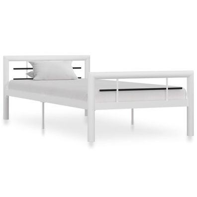 vidaXL Bettgestell Weiß und Schwarz Metall 90×200 cm