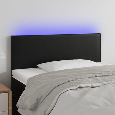 vidaXL LED Kopfteil Schwarz 90x5x78/88 cm Kunstleder