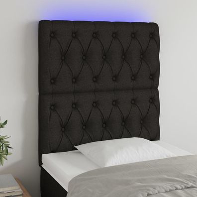 vidaXL LED Kopfteil Schwarz 80x7x118/128 cm Stoff