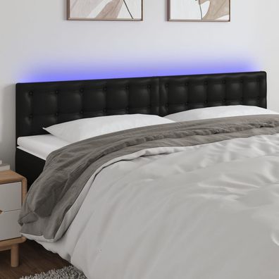 vidaXL LED Kopfteil Schwarz 180x5x78/88 cm Kunstleder