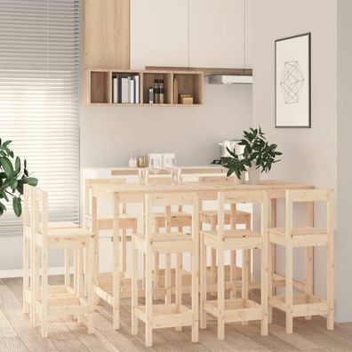 vidaXL 9-tlg. Bar-Set Massivholz Kiefer