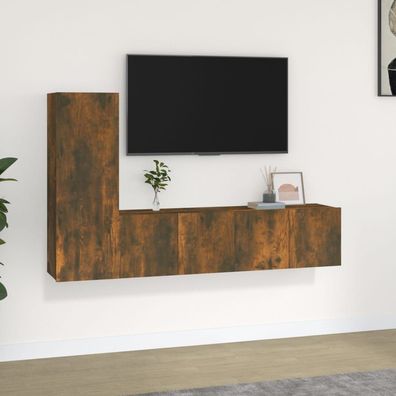 vidaXL 3-tlg. TV-Schrank-Set Räuchereiche Holzwerkstoff