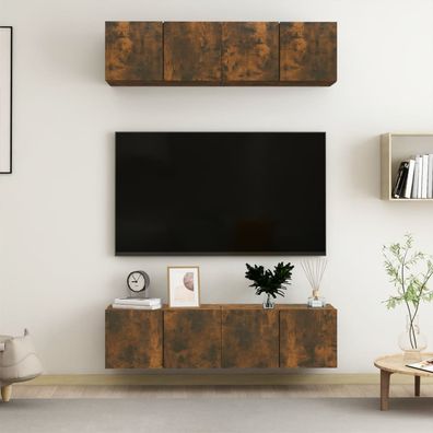 vidaXL TV-Wandschränke 4 Stk. Räuchereiche 60x30x30 cm Holzwerkstoff
