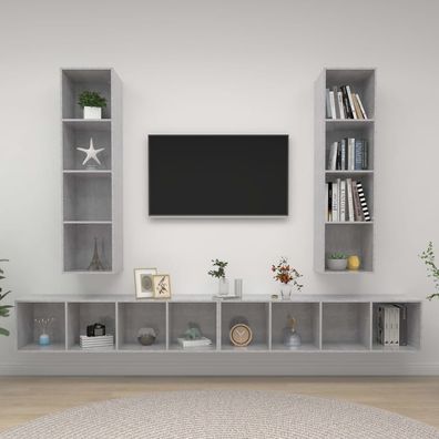 vidaXL TV-Wandschränke 4 Stk. Betongrau Holzwerkstoff