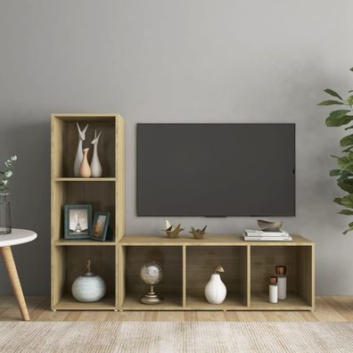vidaXL TV-Schränke 2 Stk. Sonoma-Eiche 107x35x37 cm Holzwerkstoff