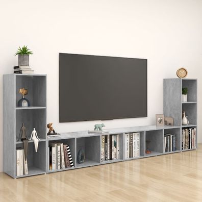 vidaXL TV-Schränke 4 Stk. Betongrau 107x35x37 cm Holzwerkstoff