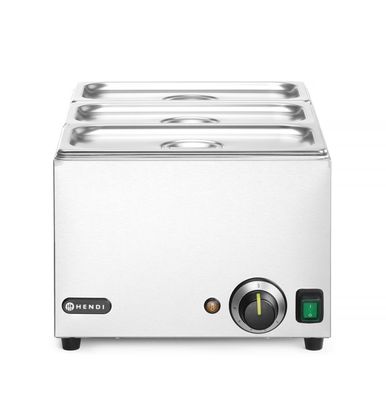 Hendi Bain-Marie komplett mit 3xGN13 Behälter mit Deckel und 1000W aus Edelstahl
