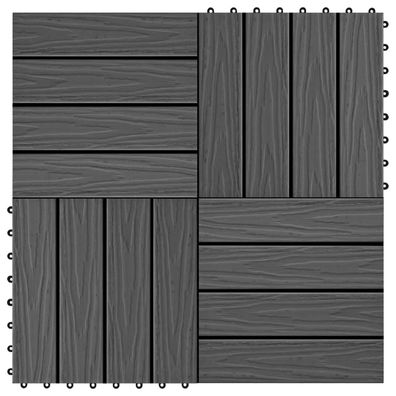 vidaXL Terrassenfliesen 11 Stk. Tief Geprägt WPC 30x30cm 1 qm Schwarz