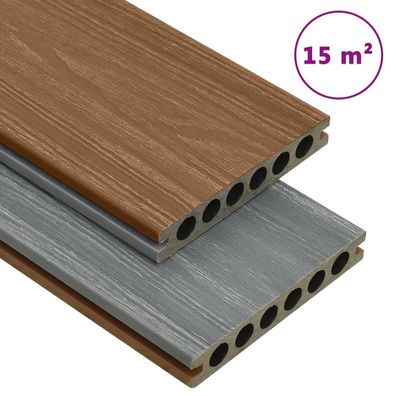 vidaXL WPC Terrassendielen mit Zubehör Braun und Grau 15 m² 4 m