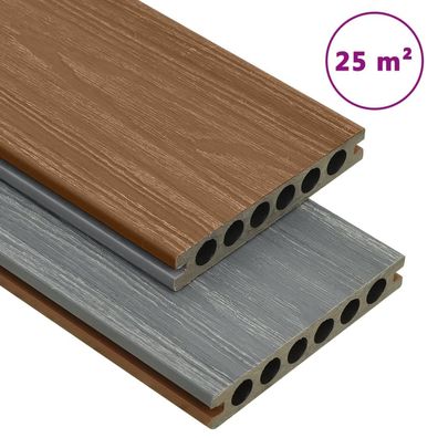 vidaXL WPC Terrassendielen mit Zubehör Braun und Grau 25 m² 4 m