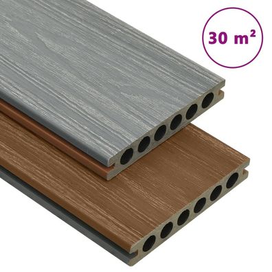 vidaXL WPC Terrassendielen mit Zubehör Braun und Grau 30 m² 2,2 m
