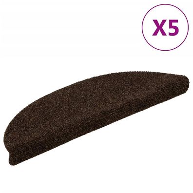 vidaXL Selbstklebende Treppenmatten 5 Stk. Braun 56x17x3cm Nadelvlies