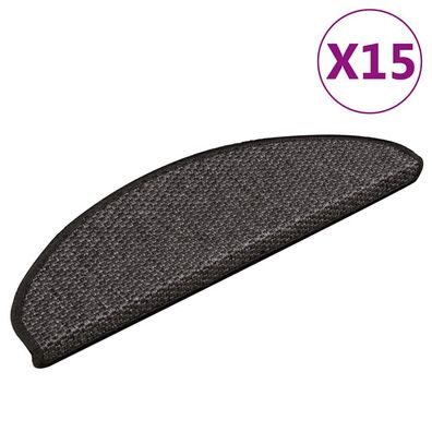 vidaXL Treppenmatten Selbstklebend Sisal 15 Stk. 65x21x4 cm Anthrazit