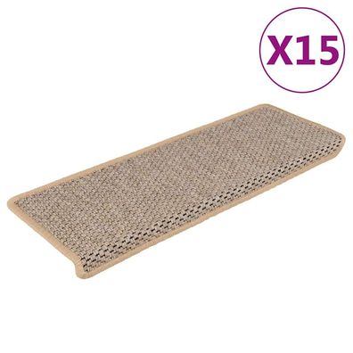 vidaXL Treppenmatten Selbstklebend Sisal 15 Stk. 65x21x4 cm Hellbeige