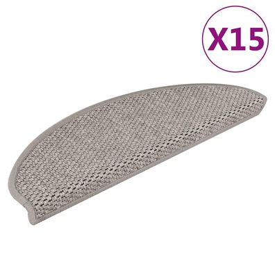 vidaXL Treppenmatten Selbstklebend Sisal-Look 15 Stk. 65x21x4 Silbern