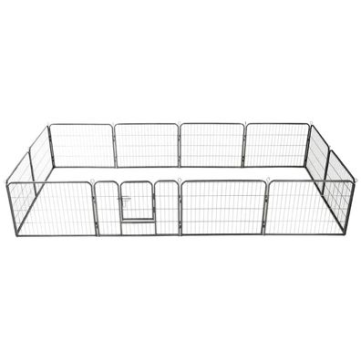 vidaXL Hunde-Laufgitter 12 Paneele Stahl 80x60 cm Schwarz