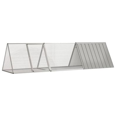 vidaXL Kaninchenkäfig Grau 302,5x80,5x71 cm Verzinkter Stahl