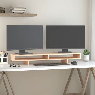 vidaXL Monitorständer 100x27x14 cm Massivholz Kiefer