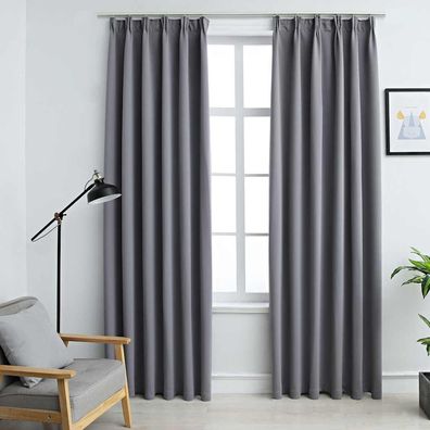vidaXL Verdunkelungsvorhänge mit Haken 2 Stk. Grau 140x225cm