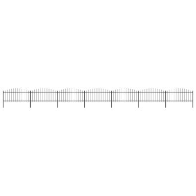 vidaXL Gartenzaun mit Speerspitzen Stahl (0,5 - 0,75) x 11,9 m Schwarz