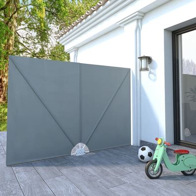 vidaXL Faltbarer Terrassen-Seitenfächer Grau 240 × 160 cm