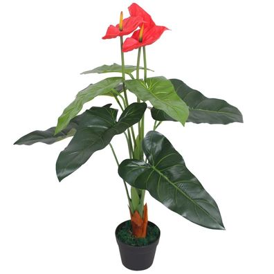 vidaXL Künstliche Flamingoblume mit Topf 90 cm Rot und Gelb