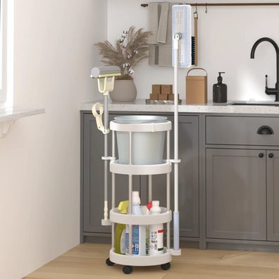 vidaXL Reinigungswagen mit Aufbewahrungskorb Aluminium