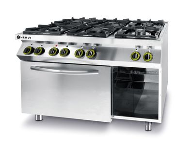 Hendi Gaskocher Kitchen Line mit 6 Brenner und Ofen 3000W 1200x700x900mm