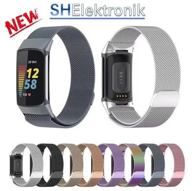 Milanese-Armband für Fitbit Charge 5 / 6 Band Magnet Stahl Loop