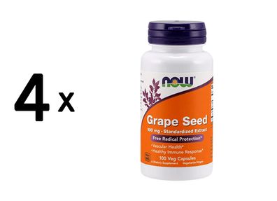 4 x Now Foods Grape Seed 100 mg Standardized Extract (100 vcaps) Unflavoured