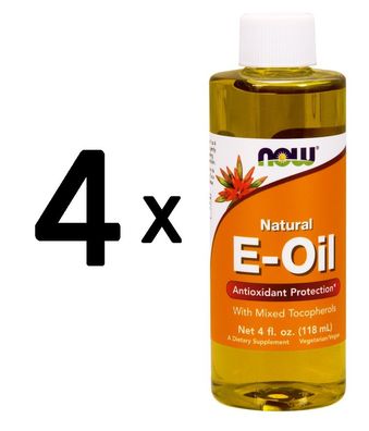 4 x NOW Foods Vitamin E Natural Liquid - 118 ml
