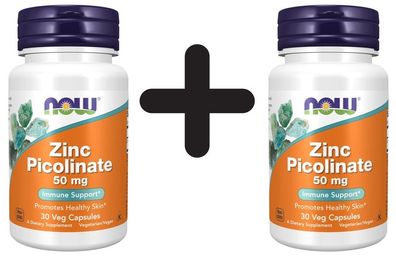 2 x NOW Foods Zinc Picolinate, 50mg - 30 vcaps