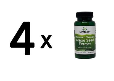 4 x Swanson Grape Seed Extract, Maximum Strength - 60 caps