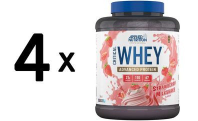 4 x Applied Nutrition Critical Whey, Strawberry Milkshake - 2000g