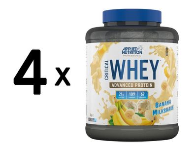 4 x Applied Nutrition Critical Whey, Banana Milkshake - 2000g