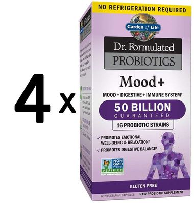 4 x Garden of Life Dr. Formulated Probiotics Mood+ - 60 vcaps