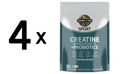 4 x Garden of Life Sport Creatine Monohydrate + Probiotics - 348g