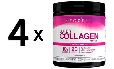 4 x NeoCell Super Collagen Peptides Type 1 & 3, Unflavored - 200g