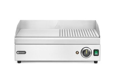Hendi Grillplatte mit glatt gerillt Tischmodell aus Edelstahl 527x404x233mm