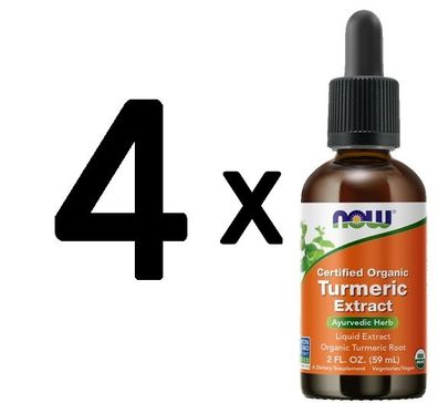 4 x NOW Foods Turmeric Extract Liquid, Organic - 59 ml