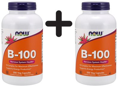 2 x NOW Foods Vitamin B-100 - 250 vcaps