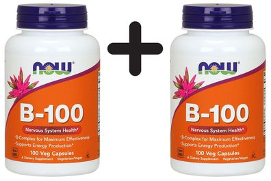 2 x NOW Foods Vitamin B-100, Capsules - 100 caps