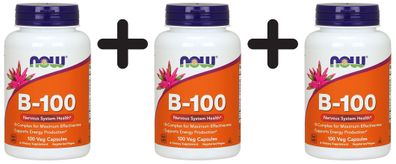 3 x NOW Foods Vitamin B-100, Capsules - 100 caps